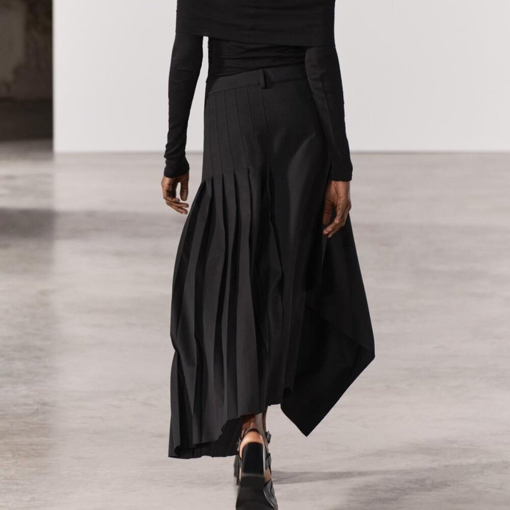 NWT ZARA PLEATED SKIRT ZW COLLECTION BLACK - Picture 10 of 10